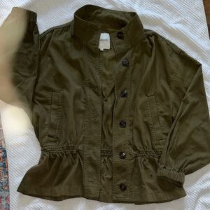 Green Military Button-Up Fall Jacket